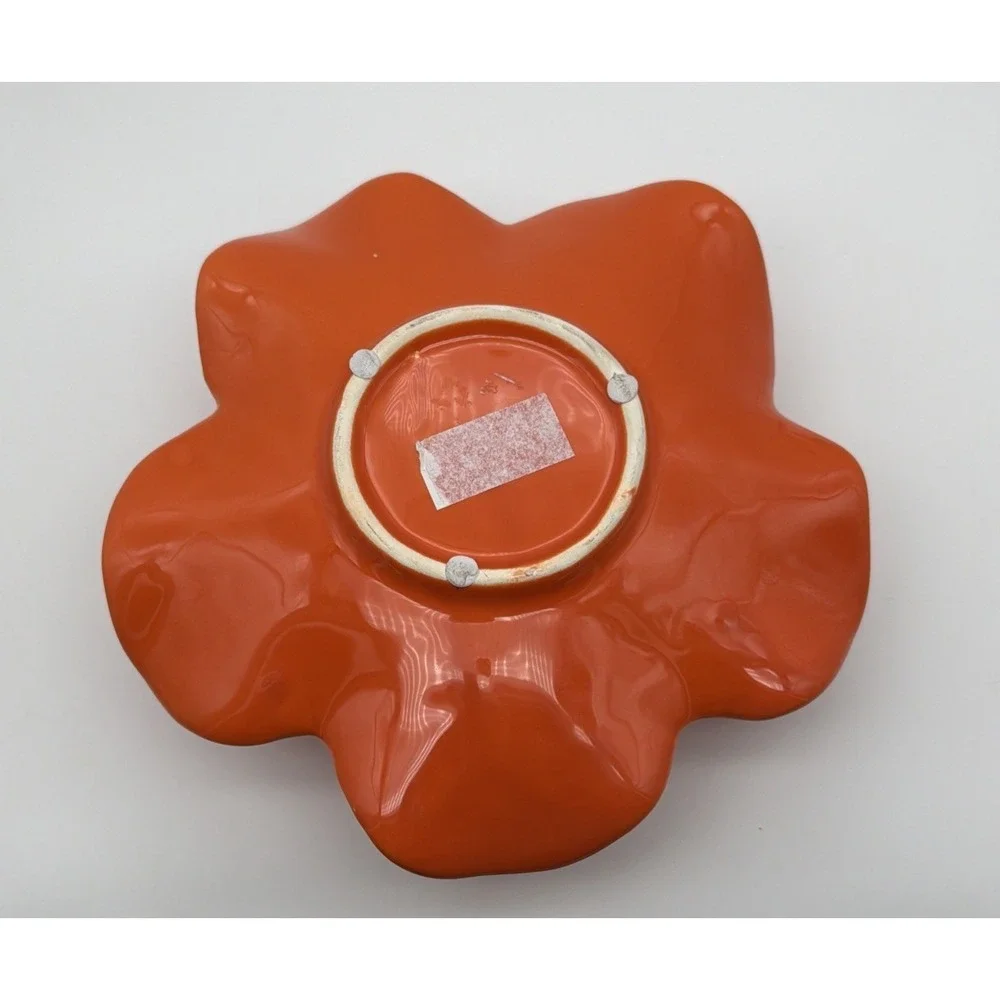 Large Ceramic Lotus Flower Candle Holder Tangerine